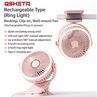 Portable Clip On Fan Mini Desk Fan TYPE-C  Rechargeable Quiet 5 Speed 360 Adjustable for Office Home