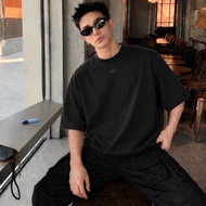 【✅HNB BOUTIQUE🇲🇾】330gsm 100% Cotton Unisex Oversized T shirt plus size Couple Tees 美式复古水洗做旧炒雪花简约字母宽松