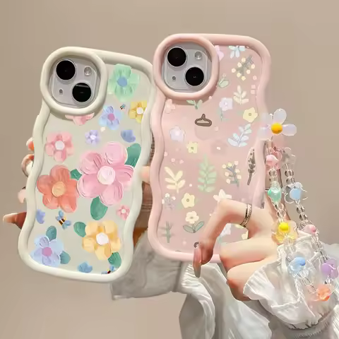 INS Flower Chain Phone Case For Motorola Moto G84 G32 G22 G55 G35 G14 G22 E14 EDGE 40 NEO 5G Soft Si