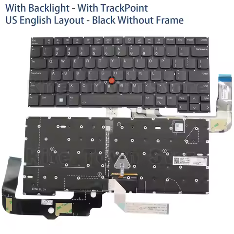 New US Layout Laptop Keyboard for Lenovo Thinkpad T14s Gen3 T14s Gen4 E14 Gen5 Backlit Black Without