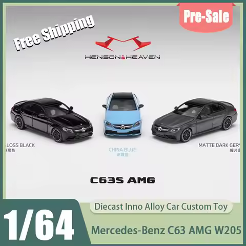 Hh Model 1:64 Mercedes‑Benz C63 Amg W205 Alloy Diecast Car Model Gloss Black Ceramic Blue Matte Gray