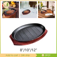 [Ihoce] Steak Fry Plate BBQ Grill Pan Veggies Meats Grill Plates Nonstick Oval Shape Skillet Hot Pla