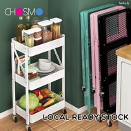 ►◄3 Tier Trolley Rack Multifunction Storage Rack Office Shelves Home Kitchen Rak With Wheel