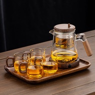 Thermally Resistant Elegant Tea Brewing Pot Glass And Walnut Wood Inner Vessel Thickened Tea Water S