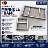 STF Heavy Duty Stainless Steel Manhole Frame 12"x12" 18"x24" Anti Rust Floor Drain Cover Inspection 