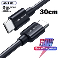 30cm USB Type C 3.1 Short Cable Fast Charge Data 60W 3A PD 20V for Phone Laptop Powerbank