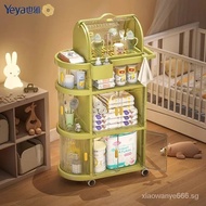（READY STOCK）Yiya Free Installation Baby Trolley Folding Large Capacity Milk Powder Diaper Pants Locker Stroller Rack with Wheels Bedroom and Household