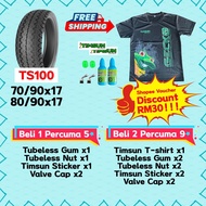 Timsun Tubeless Tayar Motor TS100 INCH 17 🔥 FREE SHIPPING & FREE GIFTS 🔥 70/90-17 & 80/90-17