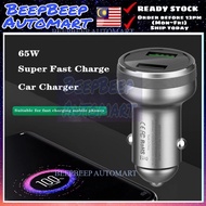 🔥FAST CHARGE 65W 🔥Car Charger fast charging adapter 65W Output 3.0 Quick Charging Dual port USB type
