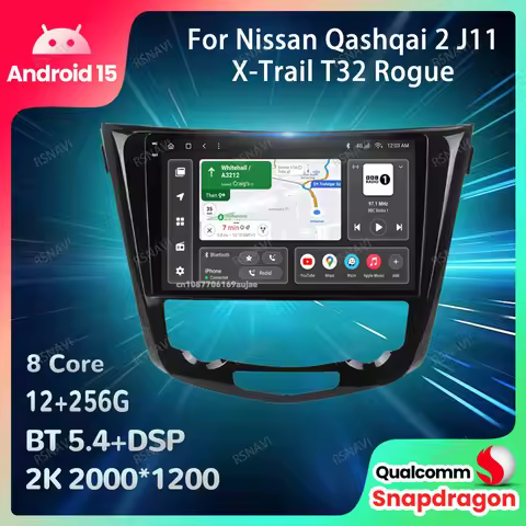 Car Radio Android 15 For Nissan Qashqai 2 J11 X-Trail T32 Rogue 2013-2021 BT Navigation Stereo DVD 4