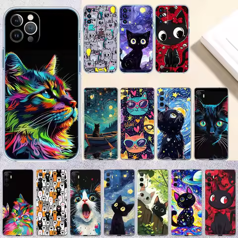Cat Kitten Meow Transparent Phone Case for Motorola Moto Edge 20 30 40 50 S30 Fusion Ultra Pro Neo L