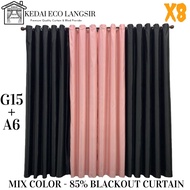 X8 Ready Made Curtain Siap Jahit, LANGSIR RAYA MIX COLOUR Kain Tebal (Free Eyelet / Free Ring )Blackout 85% (A6+G15)