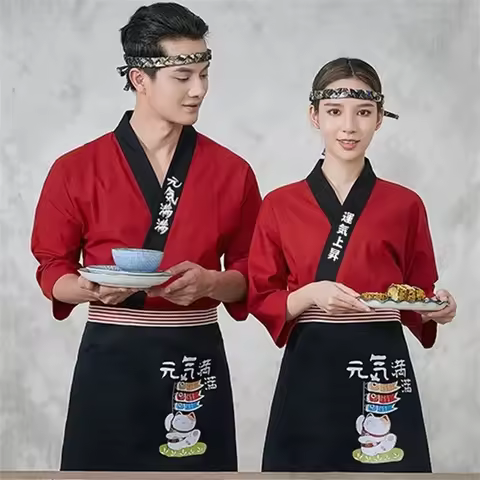 Unisex Japanese Restaurant Uniforms Chef Outfit Restaurant Work Clothes Cook Clothing Sushi Chef Uni