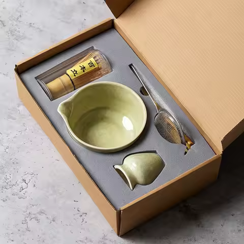 Japanese Matcha Blender Ceremony 4/5/6/7pcs Set Ceramic Chawan Bowl Bamboo Whisk and Tea Scoop Match
