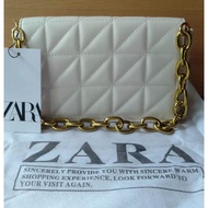 Tas Bahu Wanita Zara Quilted Rantai Timbul