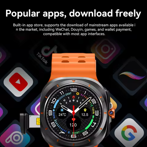 Android Smartwatch 2025 SIM Card Smart Watch Men AMOLED HW S12 Call Video GPS Navigation WIFI 700mAh