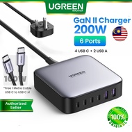 UGREEN Nexode 200W USB C GaN Charger 6 Ports PD Fast Desktop Charger Cable USB Charging Station Lapt