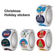 BIG-1 Roll Christmas Stickers Adhesive Santa Snowman Print Multi-color Wrapping Gift Box Label Christmas Tags for Kids