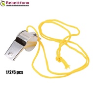 BEBETTFORM 1/2/5pcs Metal Whistle High quality Referee Sport Rugby With Black/Yellow Rope Stainless Steel Whistles