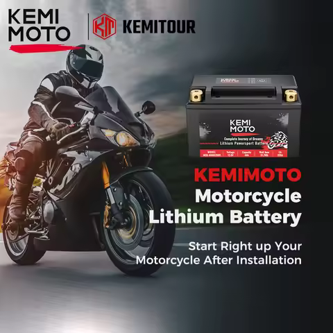 KEMIMOTO Lithium Motorcycle Battery YTX9-BS/YTX7A-BS LiFePO4 Battery 12V Pre-Charged Powersports Bat