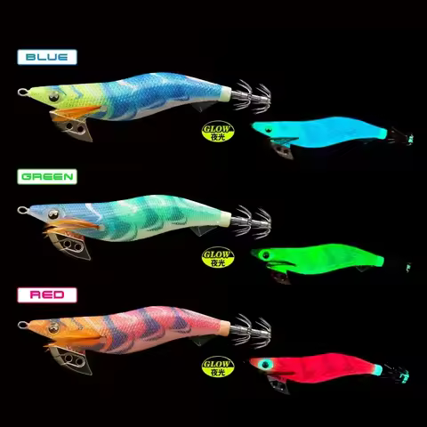 Luminous Eyes 3colors Squid Bait Eging Artificial Bait Squid Jig Webfoot Octopus Cuttlefish Sea Fish
