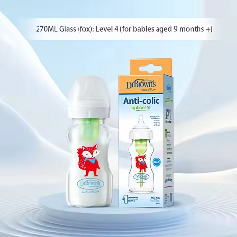 Dr. Brown's Newborn baby glass bottle, wide caliber, anti-flatulence, gas-liquid separation