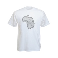 Rasta T-Shirt Africa Continent Human Head White/Black Map And White/Blac Pattern