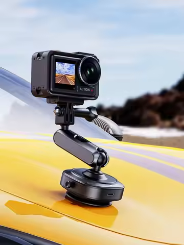 Electric Vacuum Car Mount for Action Camera 360° Adjustable Aluminum Holder Compatible with DJI AKAS