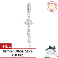 Bamoer 925 Sterling Silver Lily Charm Mặt dây chuyền charm hình hoa Phù Hợp Vòng tay bạc DIY Làm Vòn