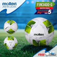 MOLTEN มอลเท่น ลูกฟุตบอลหนัง ลูกฟุตบอล เบอร์ 5 Football PU Pk F5N3400-G สพก(960) แถมฟรี เข็มสูบ+ตาข่