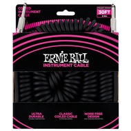 Ernie Ball 30' Coiled Straight Black Guitar Cable Straight P06044