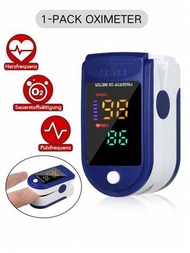 1入組氧呼吸指夾脈搏血氧監測儀,電動指尖脈搏血氧檢測儀,lcd屏幕藍色家用護理血氧飽和度指尖脈搏心率檢測儀（不包括電池）