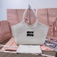 Miumiu New Style Isetan Limited Hollow Woven Tote Bag Shoulder Bag Underarm Bag Mommy Bag Female Bag