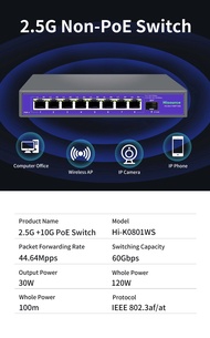 Hisource 4 8 Port 2.5G Ethernet Switch None POE Network Switch With 1*10G SFP Port For IP Camera/CCT