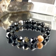 傳奇 | 黑骨幹太陽石 金曜石 | 令人讚嘆的非凡 | 男士水晶手鍊