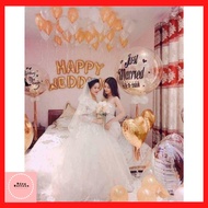 Yellow wedding room decoration balloon Set c28 Free accessories 3 happy letters + silk petals