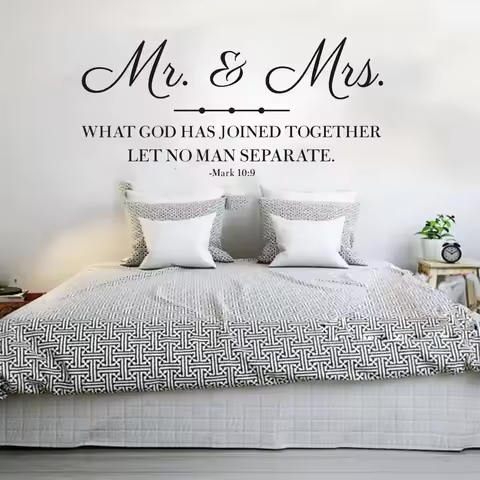 Wedding Christian Bible Verse Mark 109 Wall Decal Bedroom Mr. and Mrs. What God Has Joined Together 