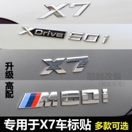 BMW Auto Parts X7 Car Logo Xdrive 40i 50i Displacement Label Rear Tail Label Sticker M50i M60i Word 