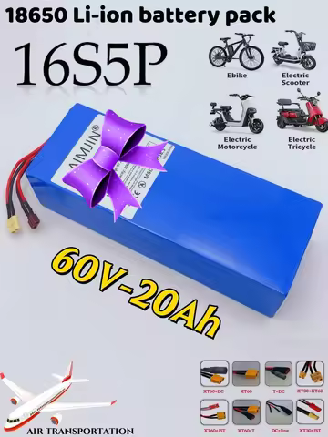 60V 16S5P 20Ah Li-ion Battery 67.2V 2000W Electric Scooter Battery Built-in 50A BMS