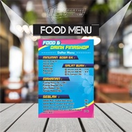 Custom Design Food Menu Design and Print - Food Menu Design - Size A4