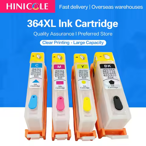 HINICOLE 364 364xl For HP364 Auto Reset Chip Refillable Ink Cartridges For HP 3520 3522 3524 4620 46