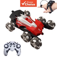 Gesture Sensing 6 Wheel Drive Stunt Car,  LED Lighting Spray One Button Demo Kids Toy Car