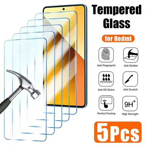 5PCS Tempered Glass For Redmi Note 14 15 Pro 5g 4g 14S 9 10 11 12 13 Pro Protective Glass for Redmi 