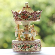 Jinxin Factory Gift Rose with gemstone inlay Carousel Music Box Birthday Gift E2I1