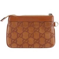 二手 Gucci GG 小袋 146570，棕色閃光皮革，義大利製造，男女通用。