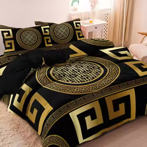 3pcs Set Luxury Baroque Geometric Duvet Cover Set Suitable For Bedroom Hotel Inn School Dormitory Ca