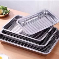 Nampan stainless persegi 40cm x 30cm + Tirisan / baki kotak serbaguna stainless / baking tray / wada