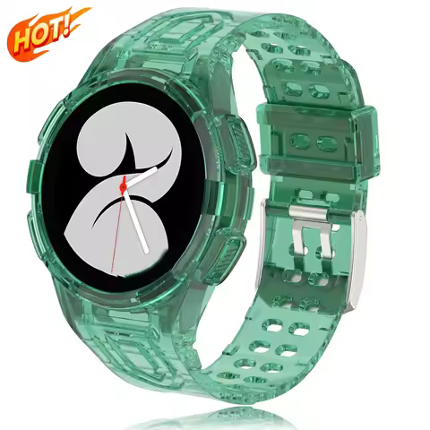 Case+Strap for Samsung Galaxy Watch 6 4 40mm 44mm Transparent Silicone Band Sport Bracelet Galaxy Wa