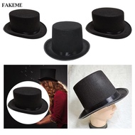 FAKEME Black Top Hat Funky Fedora Hat Magician Hat Halloween Accessories for Cosplay Masquerade Nigh