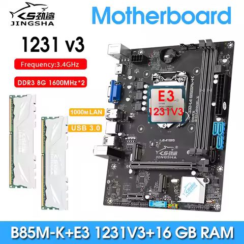 B85 M-K LGA1150 motherboard combo Set E3 1231V3 CPU 16GB ddr3 PC RAM placa mae b85 Motherboard proce